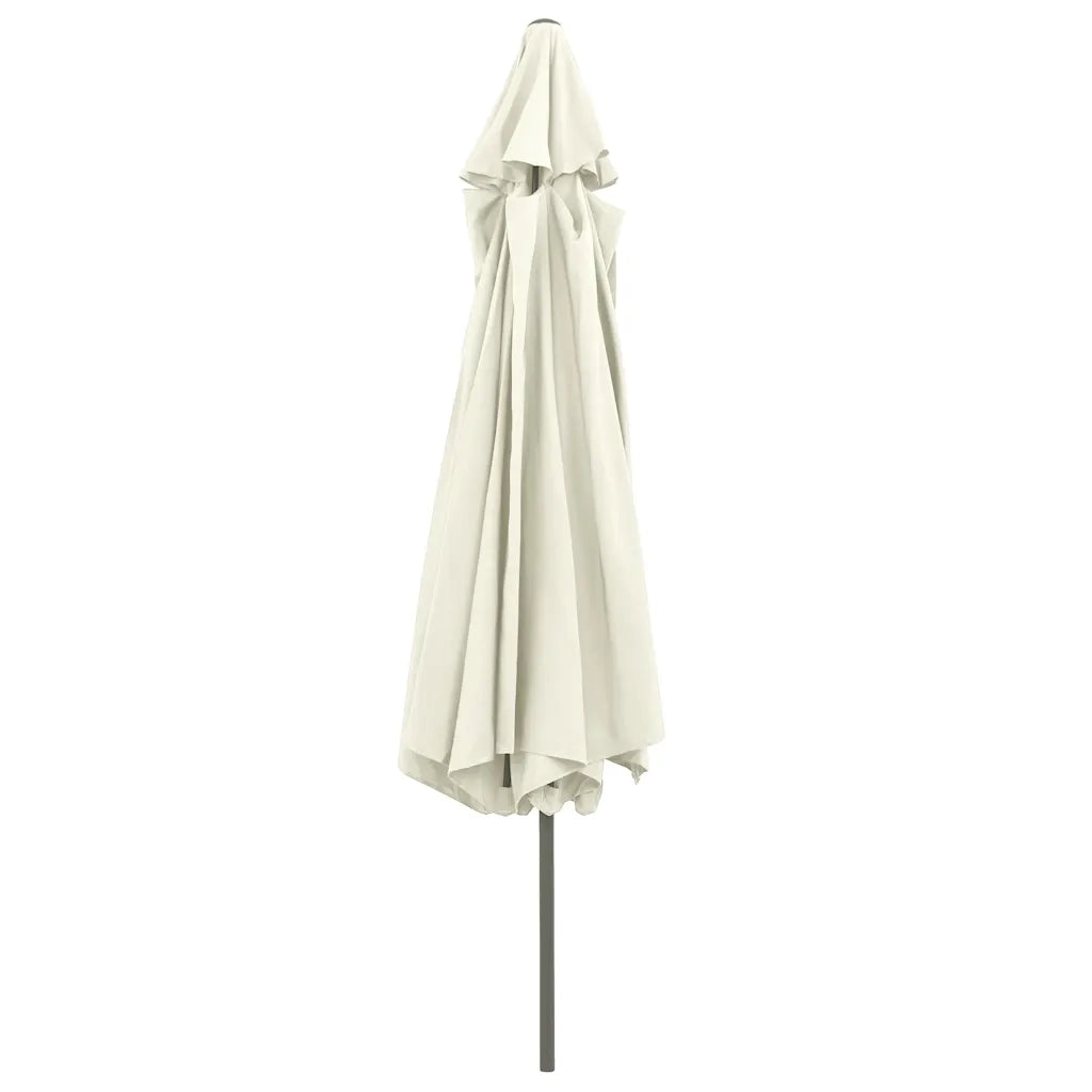 Ombrellone da Giardino con Palo in Metallo 390 cm Bianco Sabbia 47378