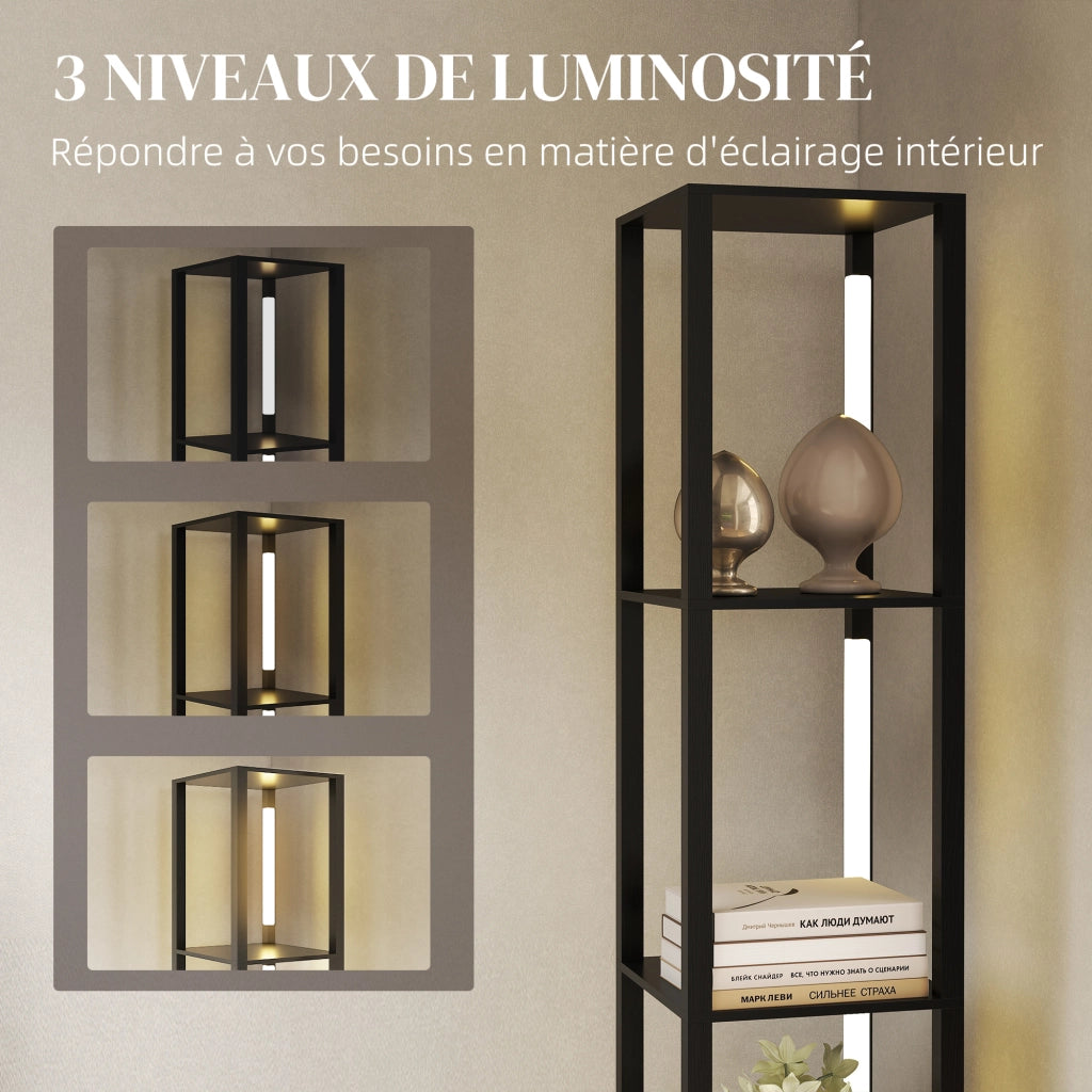 Lampada da terra con scaffali 4 livelli LED dimmerabile ¨C zephmum ¨C nero
