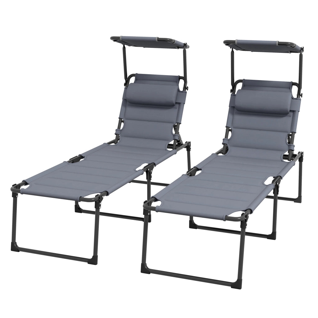 Lettini da sole pieghevoli con schienale regolabile ¨C zephmum ¨C 2 pezzi, grigio