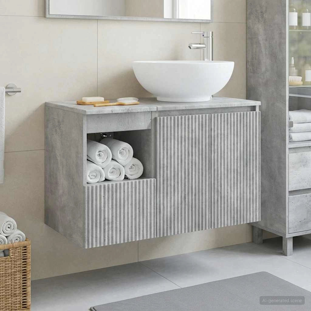 Set di mobili per il bagno 2 pz Grigio Cemento 3404087