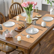 Piatti per piatti da tavola in forma di fiori lavabili - set da 4 con sottopiatto - 43 x 30 cm - marrone