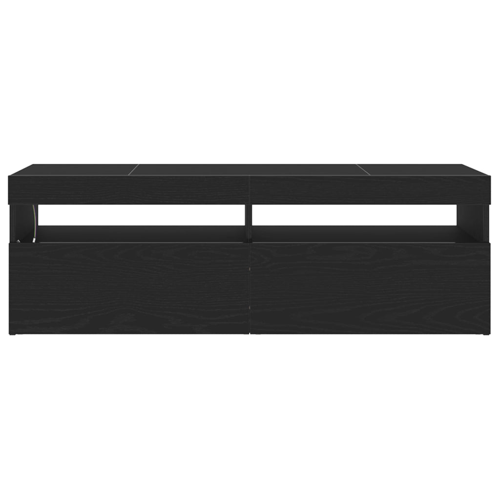 Mobile TV con LED Nero Rovere 120x35x40 cm Legno ingegnerizzato