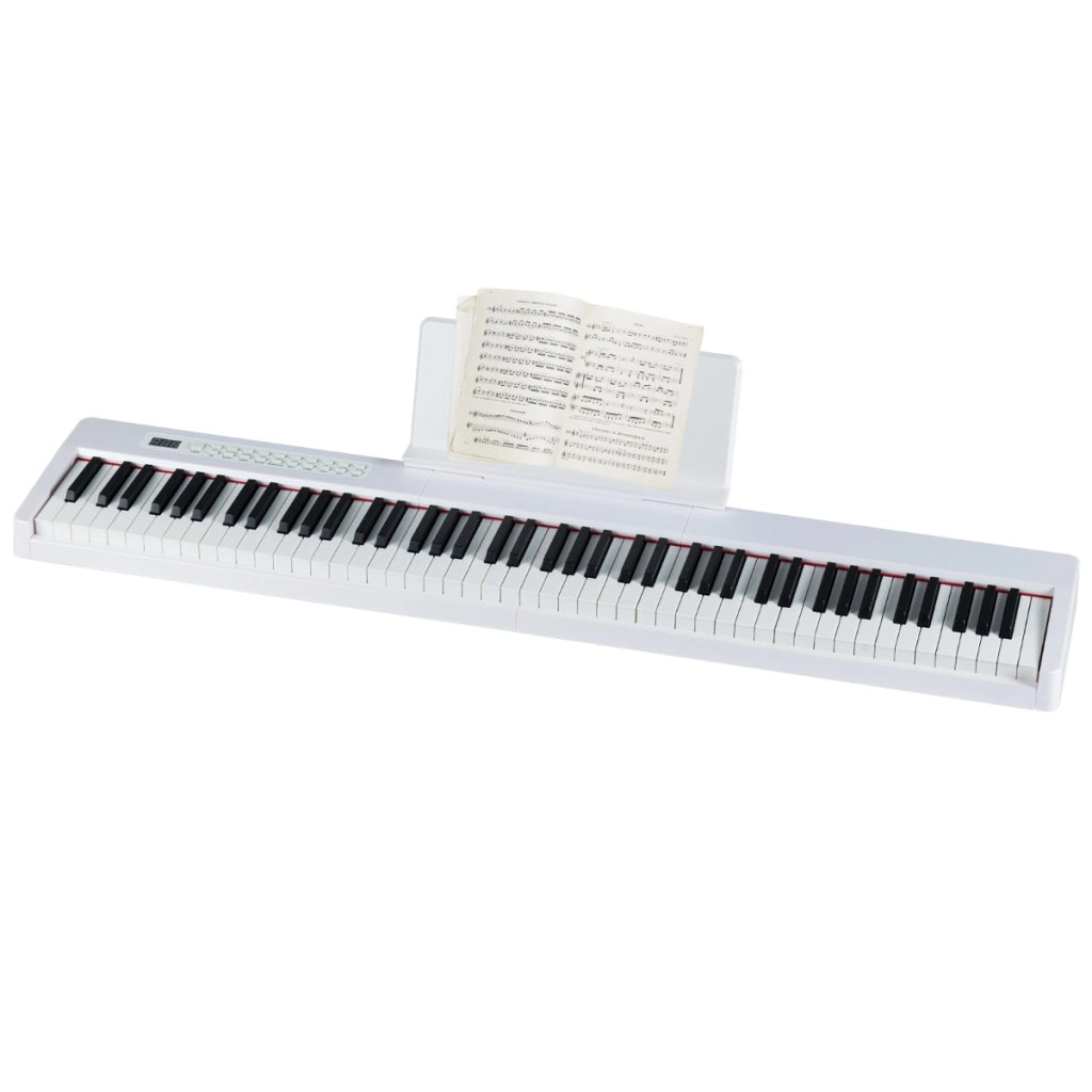 Tastiera elettrica portatile a grandezza naturale con MIDI pedale sustain, Tastiera per pianoforte a 88 tasti Bianco-Tastiere elettriche