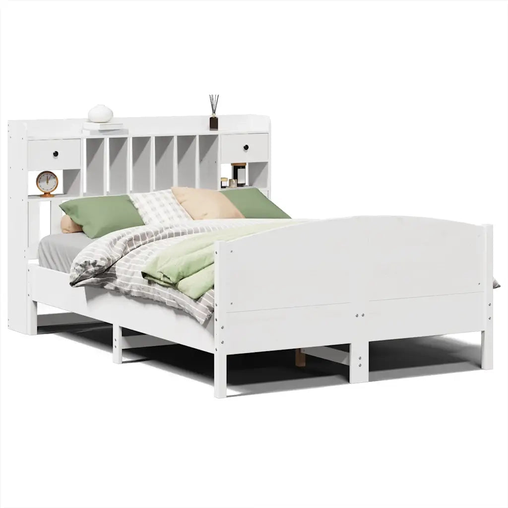 Letto Libreria senza Materasso Bianco 140x190 cm Legno di Pino 3323150