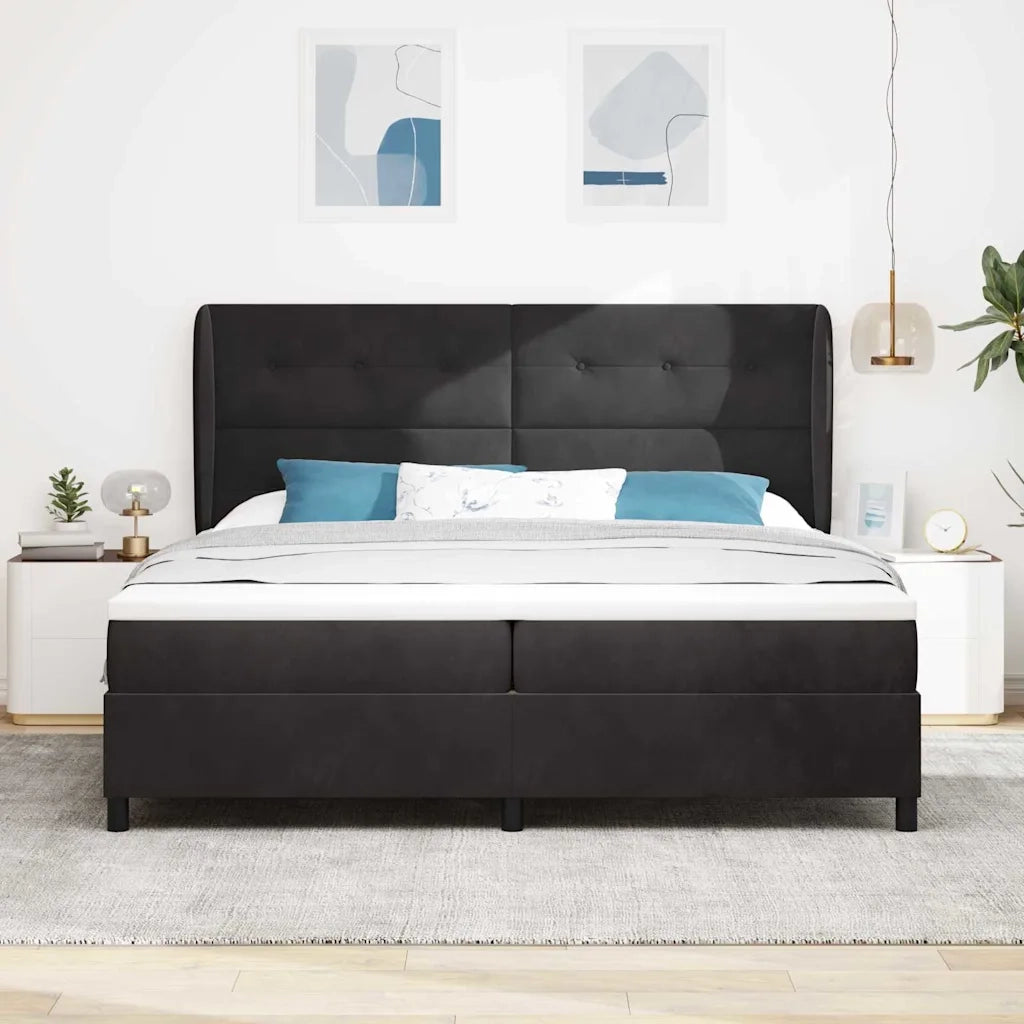 Letto a molle con materasso Nero 200 x 200 cm Velluto 3340948