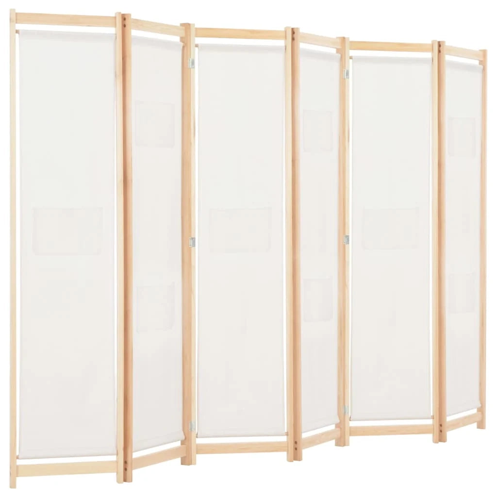 Paravento divisorio divisorio mobile decorativo 6 pannelli crema 240 x 170 x 4 cm tessuto 0802082