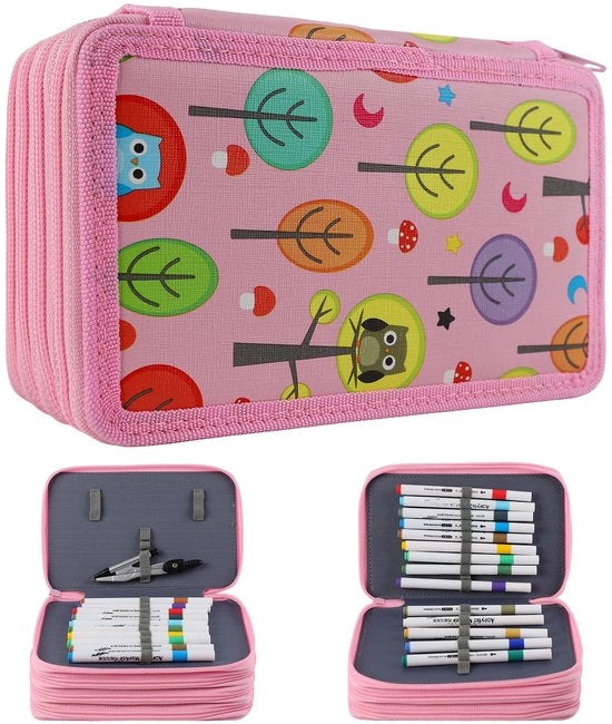 Etui per bambini, 3 livelli, 72 contenitori, scatola per libri di scuola, etui per bambini