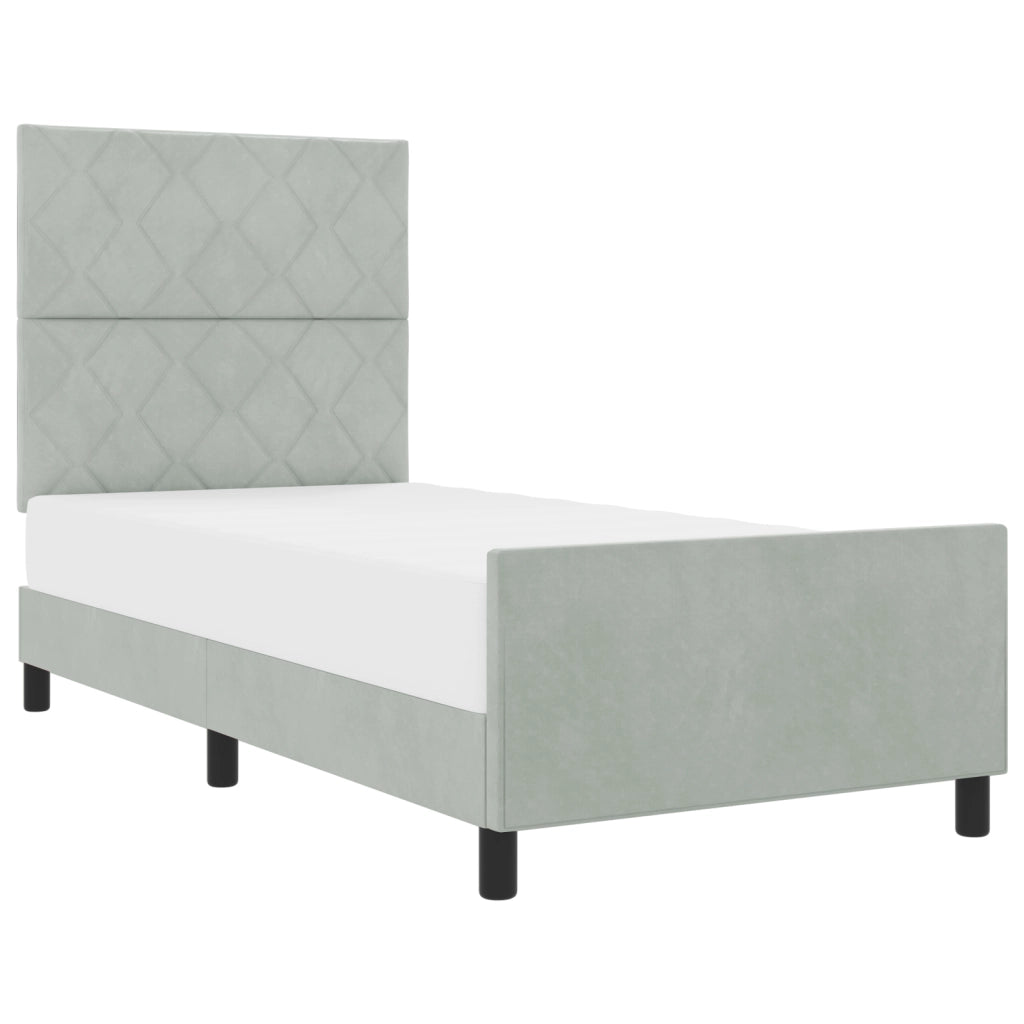 Letto Grigio Chiaro 90x200 cm in Velluto