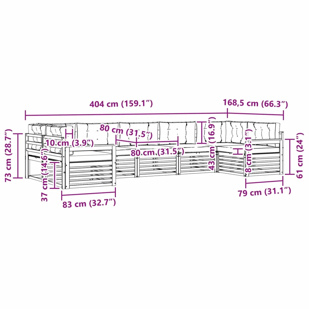 Set di divani da esterno 7 pz Bianco e Crema 3391070