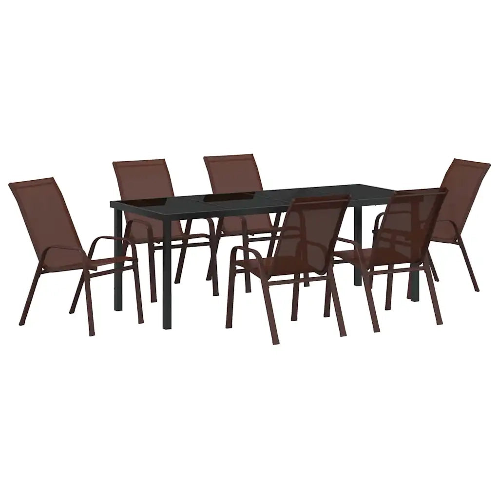 Set da Pranzo per Giardino 7 pcs Marrone e Nero 3379133