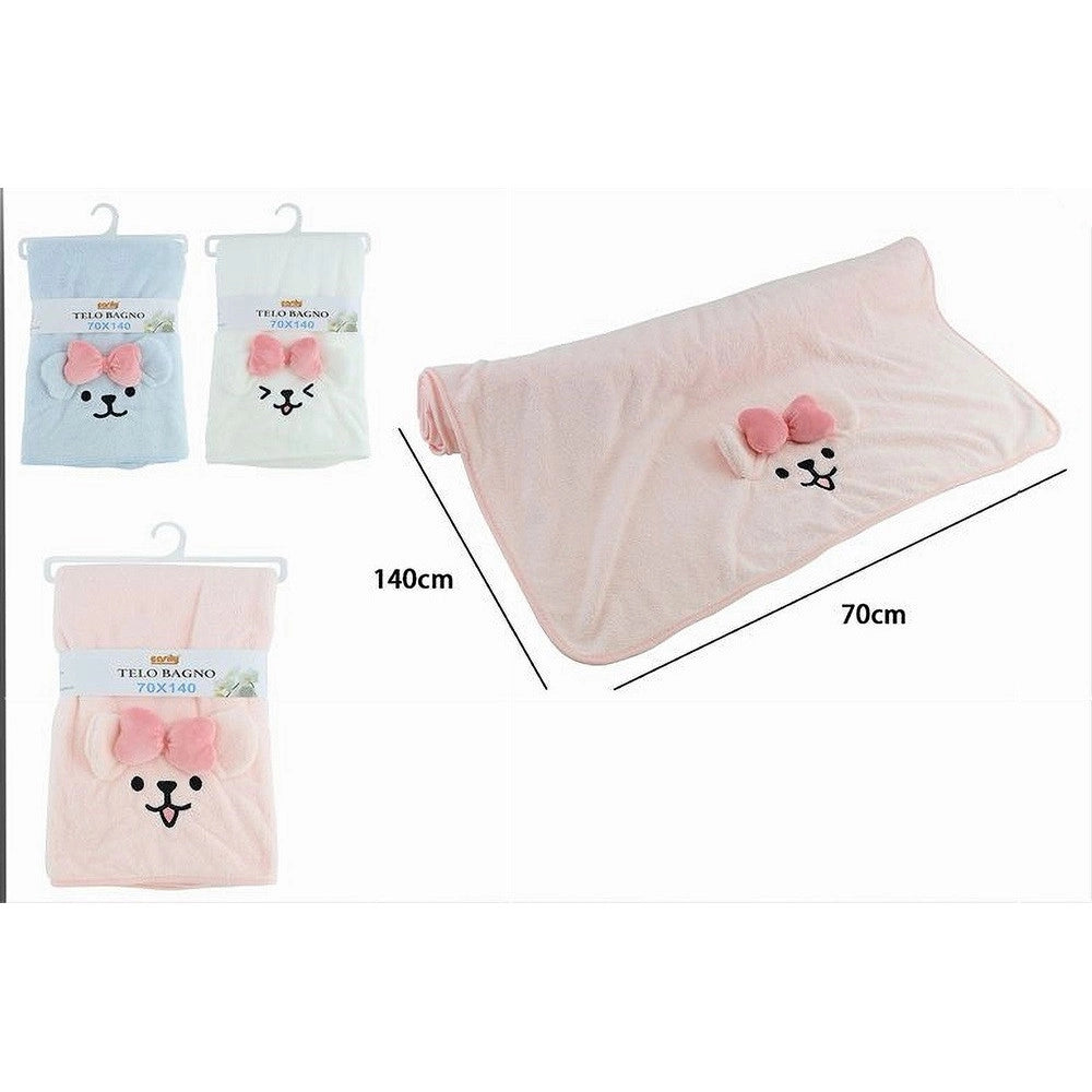 Trade Shop - Telo Bagno Asciugamano 70x140 Cm Da Doccia In Tessuto Cagnolina Con Fiocco 10742 -