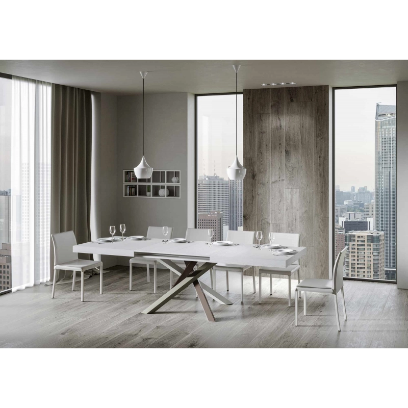 Tavolo allungabile 90x140/244 cm Volantis telaio gambe 4 colori (C) - Bianco Frassino