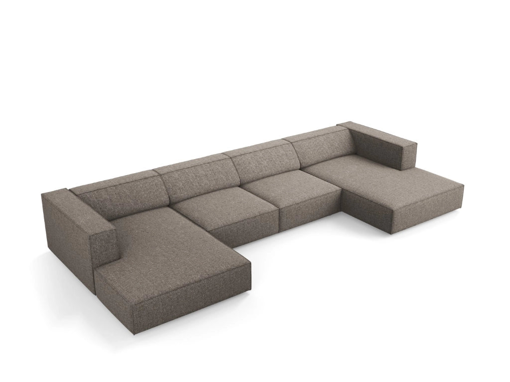 Cosmopolitan Design - Divano panoramico "Arendal" 6 posti in ciniglia grigio 