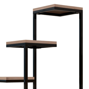 Scaffale per Piante a 4 Livelli 40x40x75,5 cm in Acciaio e Legno Marrone e Nero