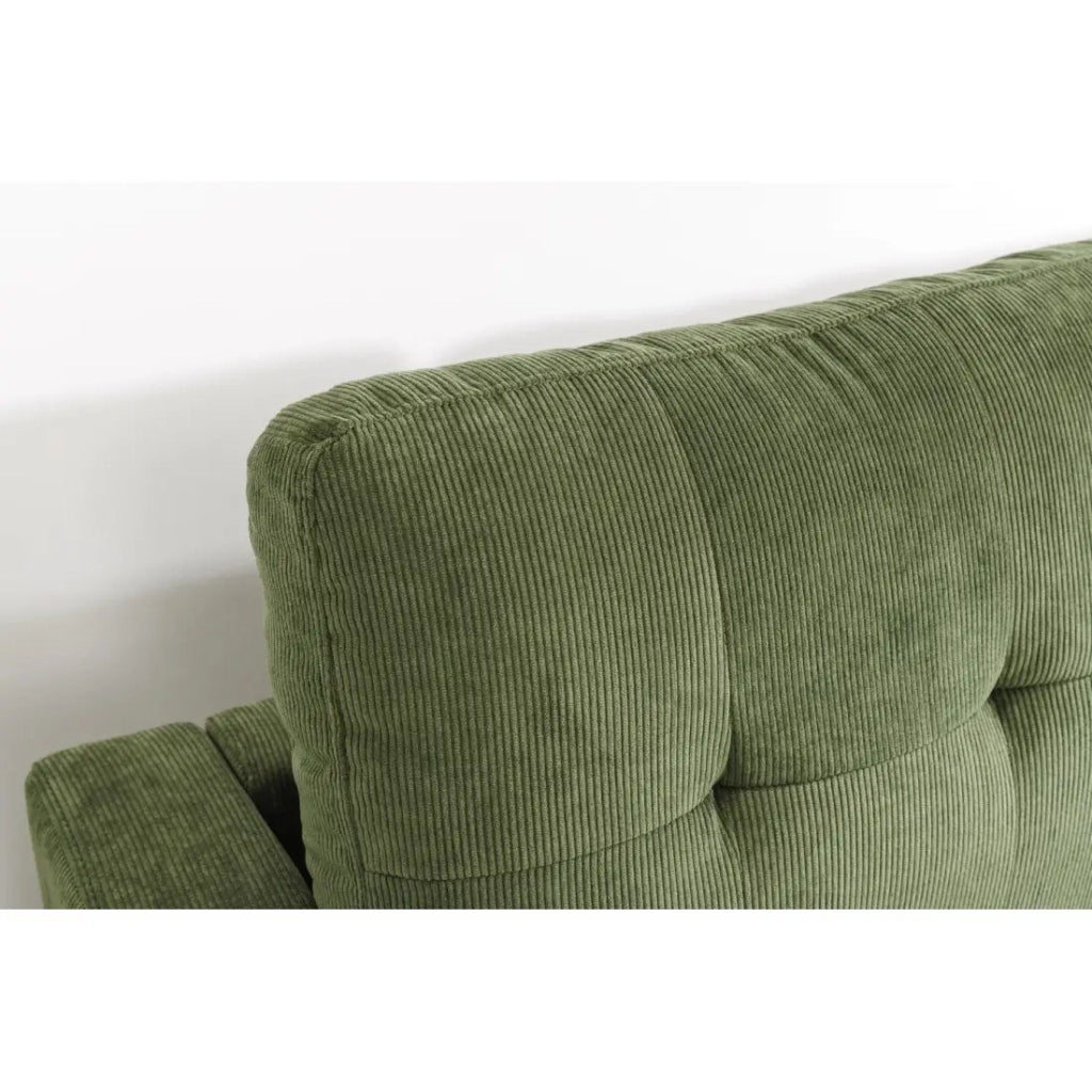 Divano ad angolo CITY verde scuro reversibile – Divano contemporaneo in velluto a coste
