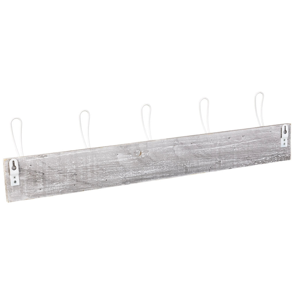 Appendiabiti da parete in legno con 5 ganci 63x2,3x8h cm