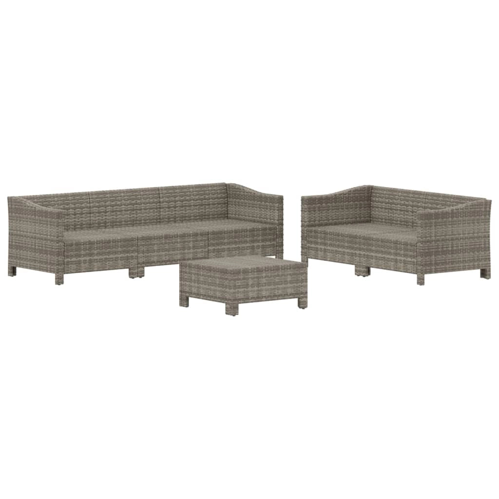 Set di mobili da giardino mobili da esterno 6 pezzi con cuscini resina intrecciata grigia 02_0016794