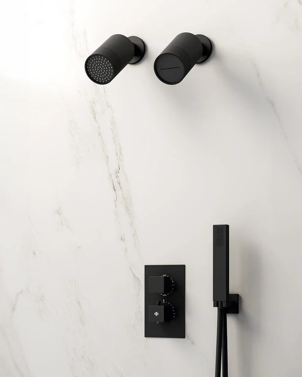 Set doccia da incasso Orion Nero Termostático lluvia + cascada DUCHA.ES