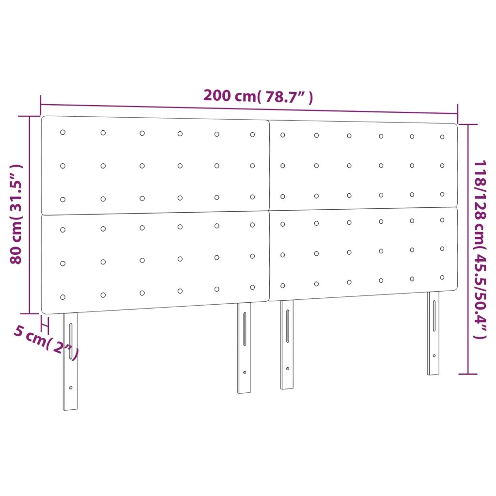 Testiera-Testata Decorativa Grigio Chiaro 200x5x118/128 cm Velluto 483492