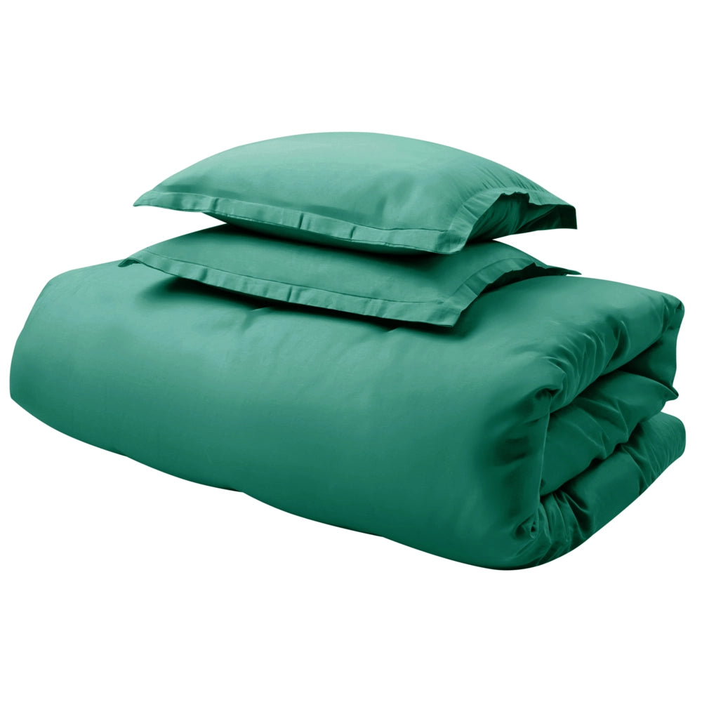 Set copripiumino e federa in cotone satinato verde 150 x 200 cm per una camera da letto moderna