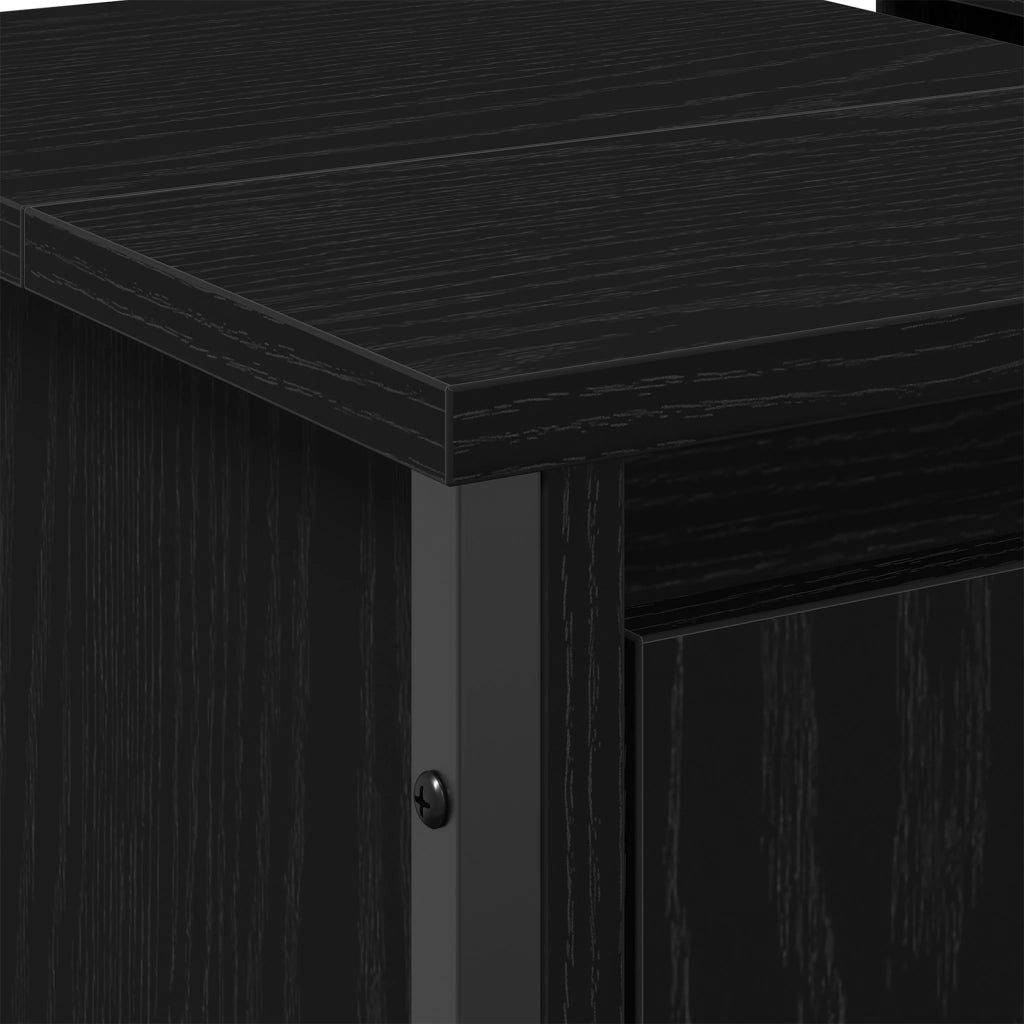 Mobile per Lavabo da Bagno Rovere Nero 60x35x60 cm Legno Ingegnerizzato
