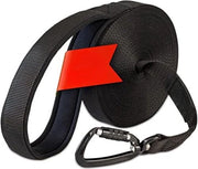 Cinturone per cani 10 Metri - Corda per cani 10 Metri con maniglia rivestita, corda robusta per cani, con anello di sicurezza per l'addestramento dei cani - Nero