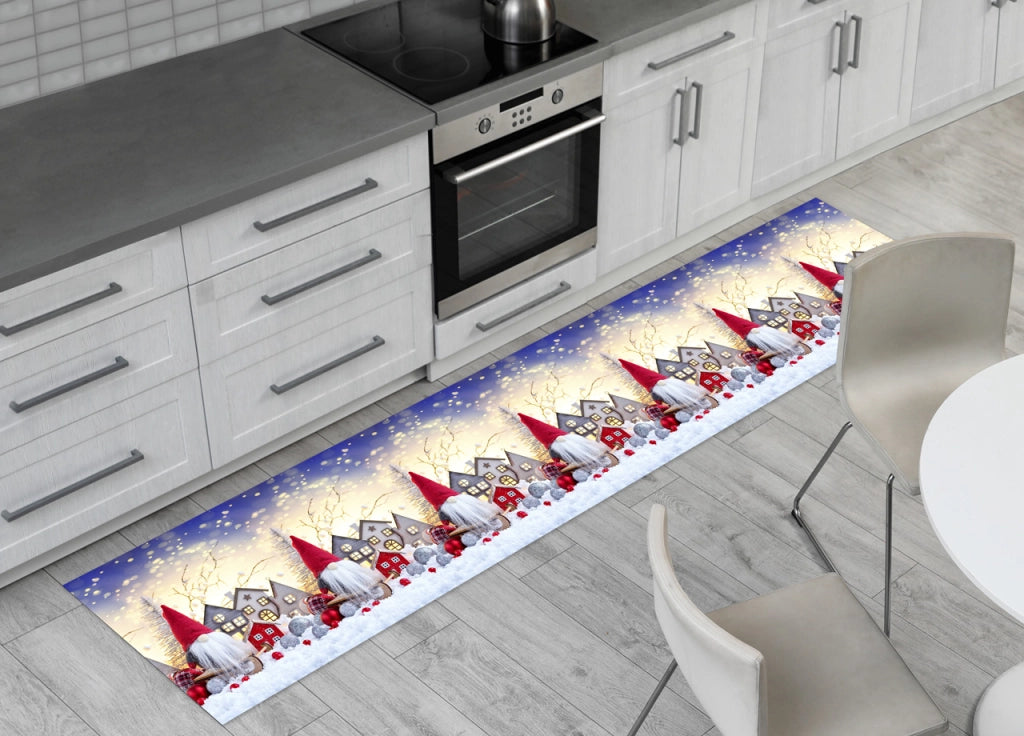 Tappeto Passatoia Cucina Antiscivolo Sottolavello Digitale Natale Snow House - 52x180 - Snow House