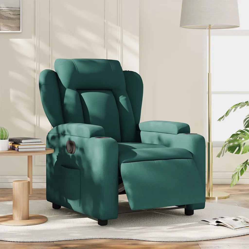 Poltrona | Sedia Relax Elettrica Reclinabile Verde Scuro in Tessuto