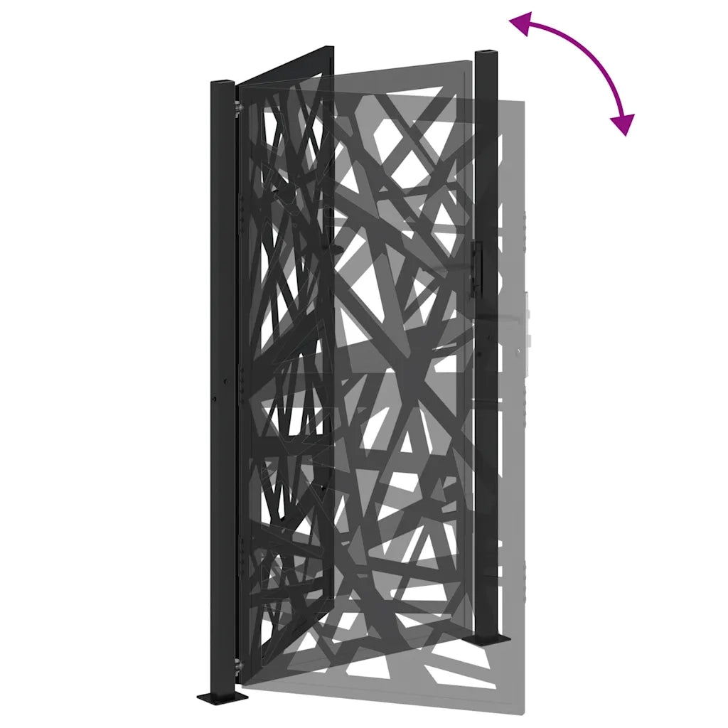 vidaXL Cancello Giardino Nero 105x180 cm in Acciaio Design Leggero