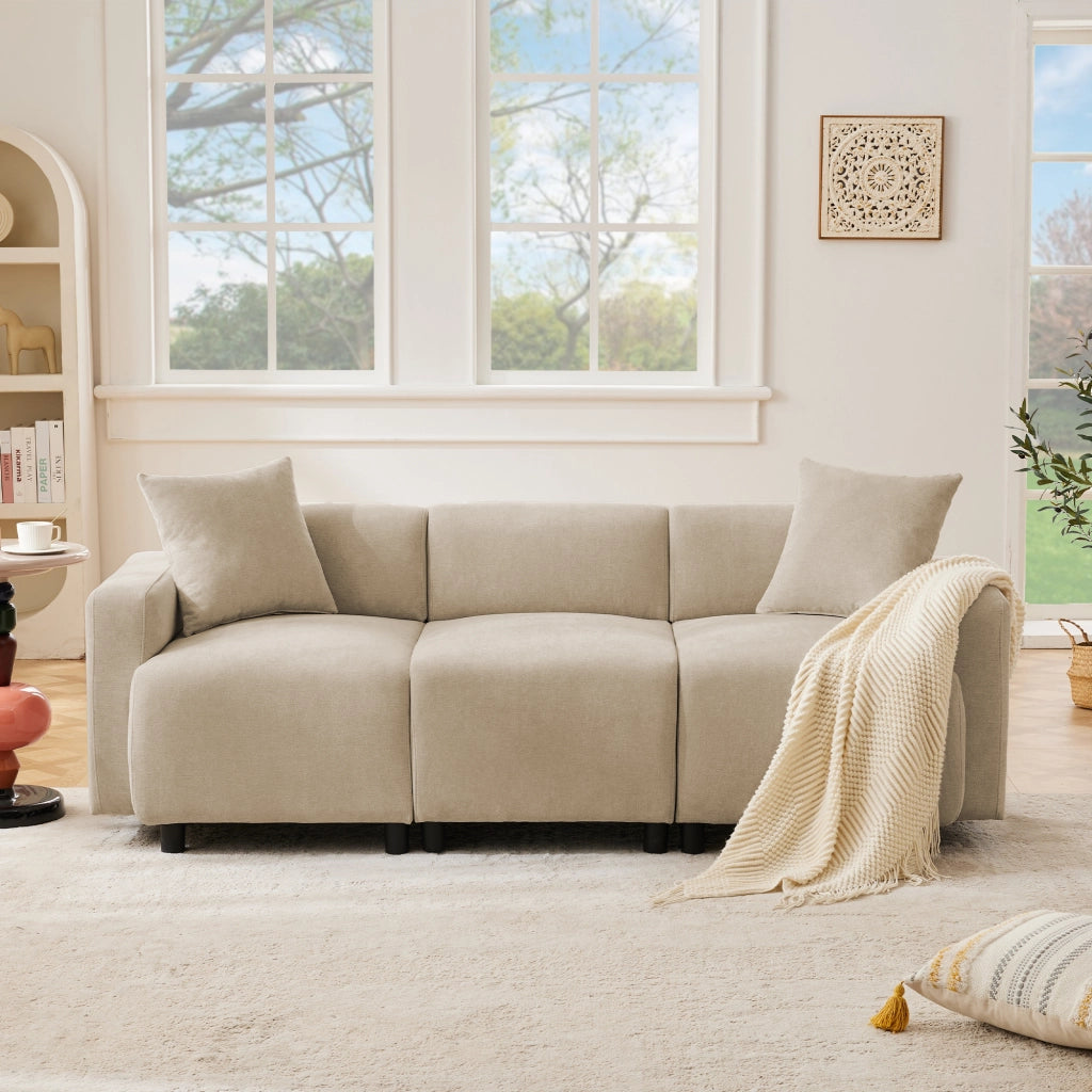SOFA 3-4 posti 211x67x71 cm Chenille Beige
