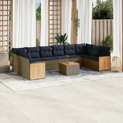 Set Divani da Giardino 11 pz con Cuscini Grigio in Polyrattan 3228014