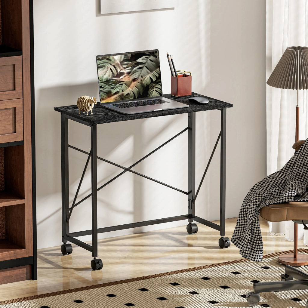Scrivania pieghevole con ruote ¨C zephmum ¨C 80x40x75 cm nero