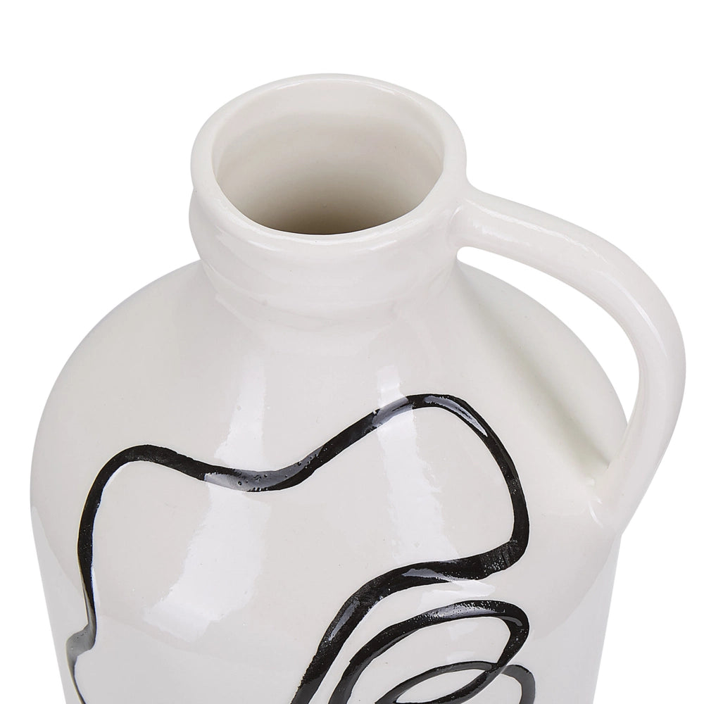 Vaso per fiori in gres porcellanato bianco con motivo viso accessorio decorativo per la casa