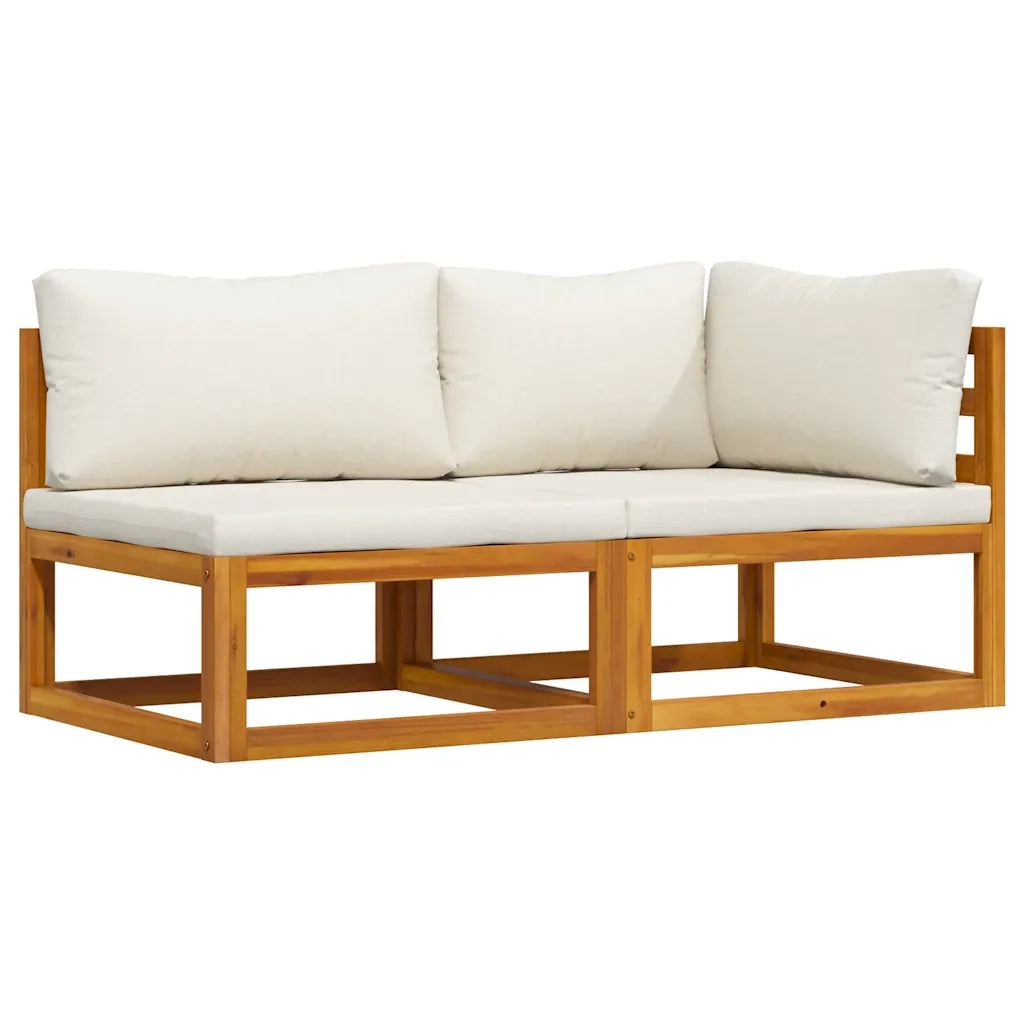 Set Divani da Giardino 2 pz con Cuscini Bianco Crema in Acacia 311857