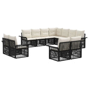 Set Divano da Giardino 11 pcs Nero e Bianco Crema polyrattan 3434998