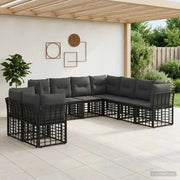 Set di divani da esterno Nero Poliestere
