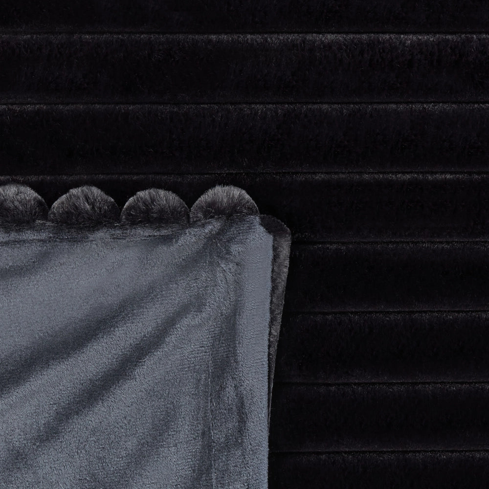 Copriletto decorativo in tessuto morbido 200 x 220 cm nero camera da letto