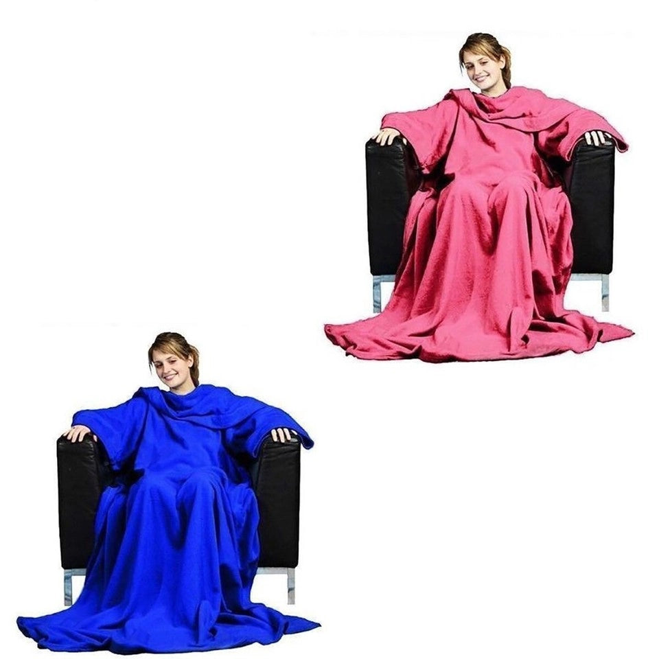 COPERTA CON MANICHE PLAID CALDO INVERNO UNISEX UOMO DONNA SOFFICE CASA
