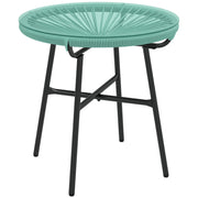 Tavolino da giardino rotondo ¨C zephmum ¨C polyrattan, metallo, vetro temperato, 50x50 cm