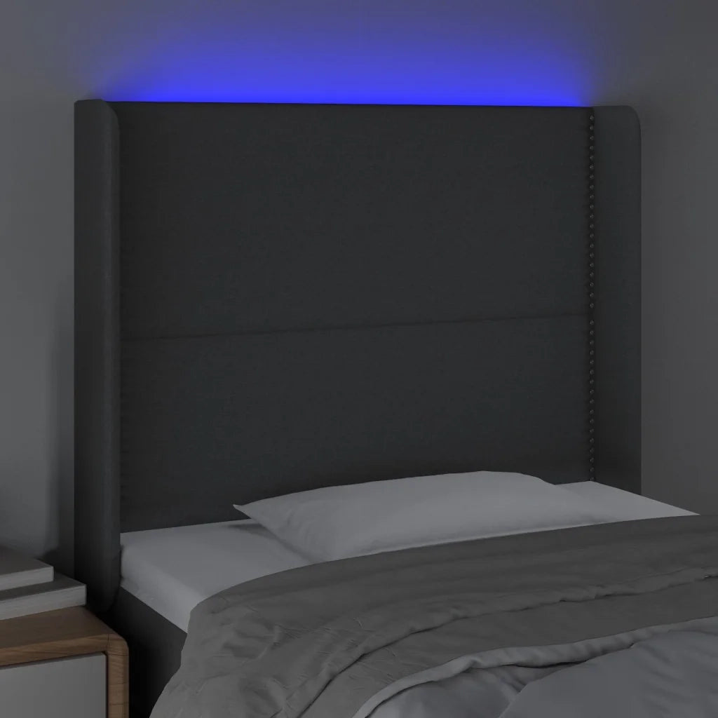 Testiera a LED Grigio Scuro 83x16x118/128 cm in Tessuto 3123883