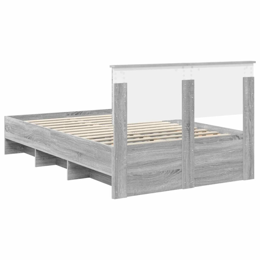 Struttura del letto con testiera-Giroletto con Testiera Grigio Sonoma 120 x 123 cm 459527