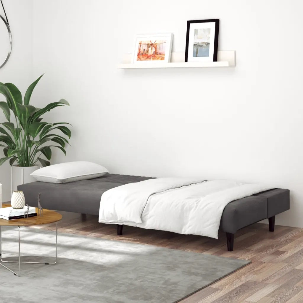 Divano letto | Sof¨¤ letto | Letto singolo a 2 Posti Grigio Scuro in Velluto