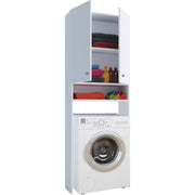 Lavabox – Mobile Coprilavatrice con Ripiani – Finitura Bianca – H184 × L70 × P27 cm – Soluzione Salvaspazio per Lavanderia