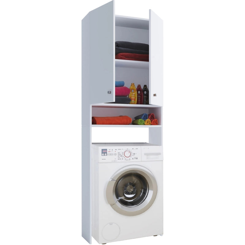 Lavabox – Mobile Coprilavatrice con Ripiani – Finitura Bianca – H184 × L70 × P27 cm – Soluzione Salvaspazio per Lavanderia