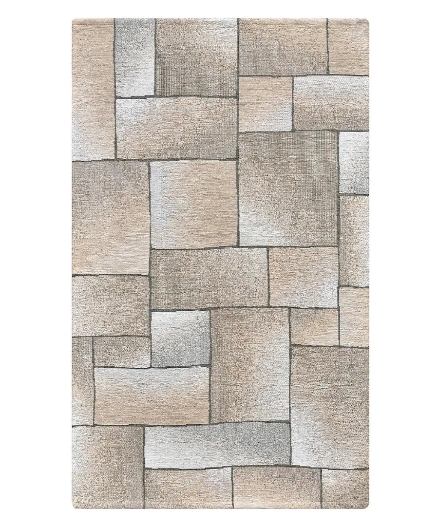 Tappeti Arredo TETRIX TORTORA salotto soggiorno camera, disegno geometrico stile mondrian arte moderna, multiuso lavabile antiscivolo cm.65x110 (Coppia)