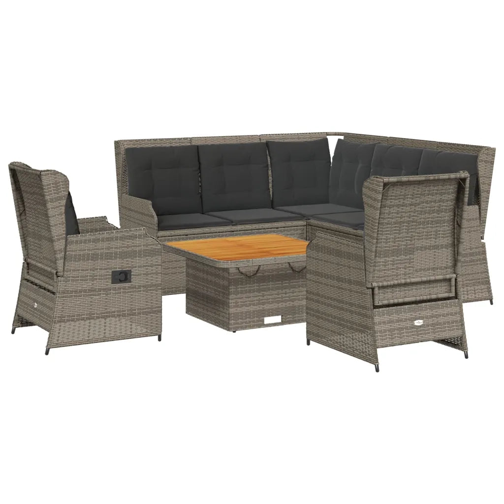 vidaXL Set Divani da Giardino 6 pz con Cuscini in Polyrattan Grigio