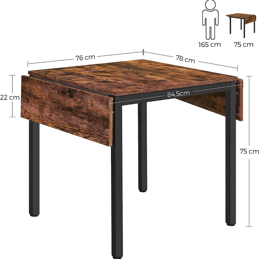 Tavolo da pranzo 120 x 78 x 76,2 cm tavolo da cucina/scrivania pieghevole ed estensibile per 2-4 persone rettangolare con ante a ribalta per piccoli spazi marrone 12_0007669