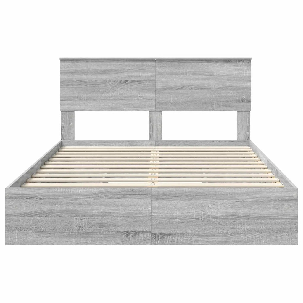 Letto con Contenitore con testiera Grigio Sonoma 150 x 200 cm