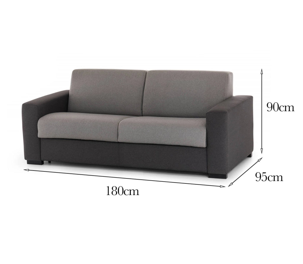 Divano fisso Azzurrite, Divano a 2 posti, Made in Italy, SofÒ  Soggiorno in tessuto imbottito, con Braccioli standard, cm 180x95h90, Grigio e Antracite