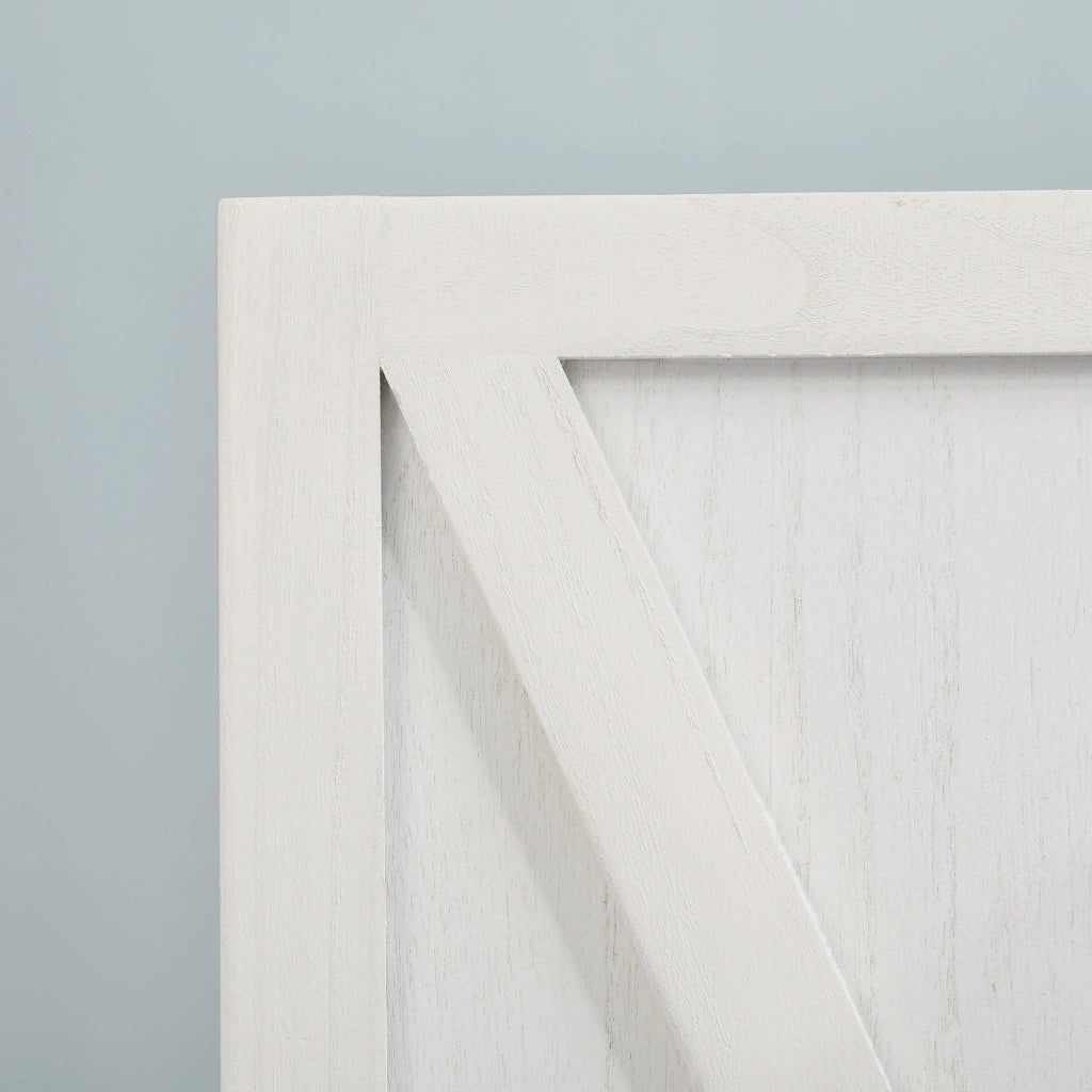 Paravento 4 Ante Stile Campagna ¨C zephmum ¨C Bianco Legno di Paulownia